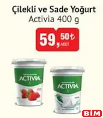 ACTİVİA ÇİLEKLİ VE SADE YOĞURT 400 G fiyat ve kampanya bilgisi